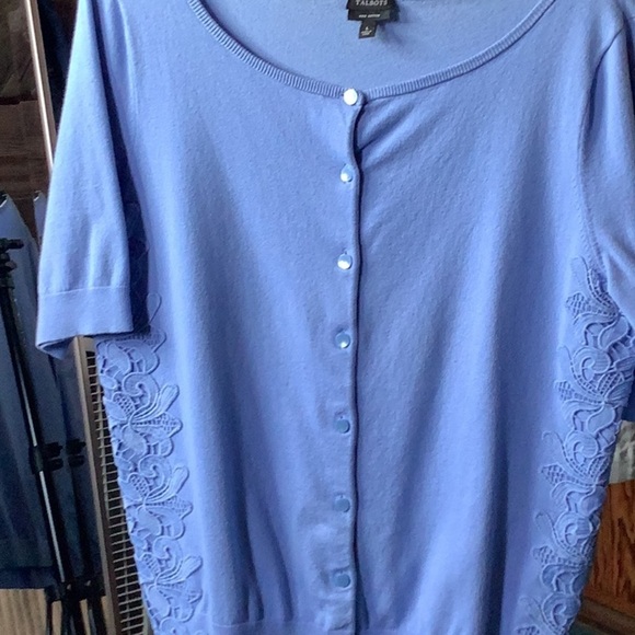 Talbots Light Blue Lace Cardigan Sweater Women’s Size L Button Front - Picture 4 of 6